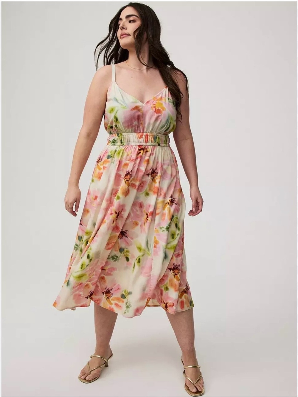 Torrid Women’s Midi Floral Dress Size 00/10 Milkmaid Babydoll Flirty Pockets